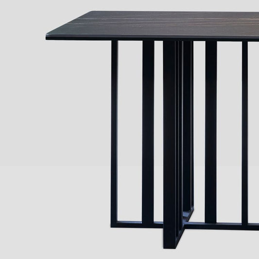 Industrial Rectangle Home Furniture Stone Double Pedestal Dining Table for Home
