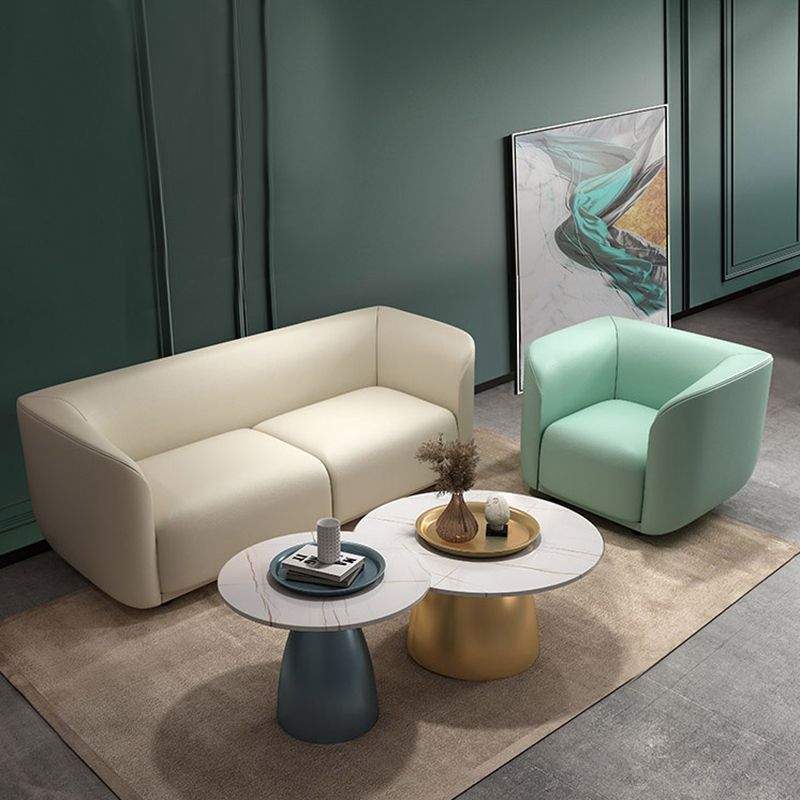 27.5"H Contemporary Solid Color Faux Leather Tuxedo Arm Sofa For Office Living Room Clearhalo 'furn' 'furn_sofas' 'Furniture' 'furniture_sofas' 'kitchen' 'kitchen_sofas' 'Living Room Furniture' 'Sofa' 'sofas' 1200x1200_0e864880-3142-43ab-aa06-50de240fa244