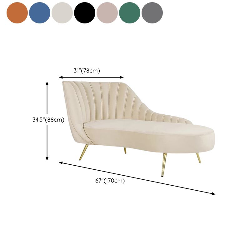 Glam Cushioned Chaise Lounge Velvet Chaise with Flared Arms for Bedroom and Living Room