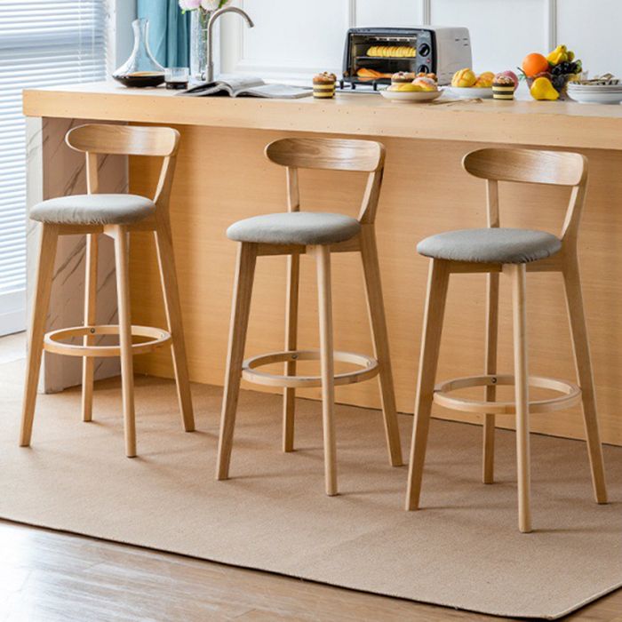 Scandinavian Rubberwood Low Back Barstool Milk Tea Shop Upholstered Stool Clearhalo 'Bar Furniture' 'Bar Stools' 'bar_stools' 'furn' 'furn_bar_stools' 'Furniture' 'Kitchen & Dining Furniture' 1200x1200_0e8733c5-224e-4bd9-bc78-2d3dd390c8ce