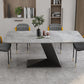 Stone Top Modern Dining Room Table Rectangle Dining Table with Black Pedestal Base Clearhalo 'Dining Tables & Seating' 'Dining Tables' 'dining_table' 'furn' 'furn_dining_table' 'Furniture' 'furniture_dining_table' 'Kitchen & Dining Furniture' 'kitchen' 'kitchen_dining_table' 1200x1200_0e8b8420-faeb-4364-b992-73d01fa23856