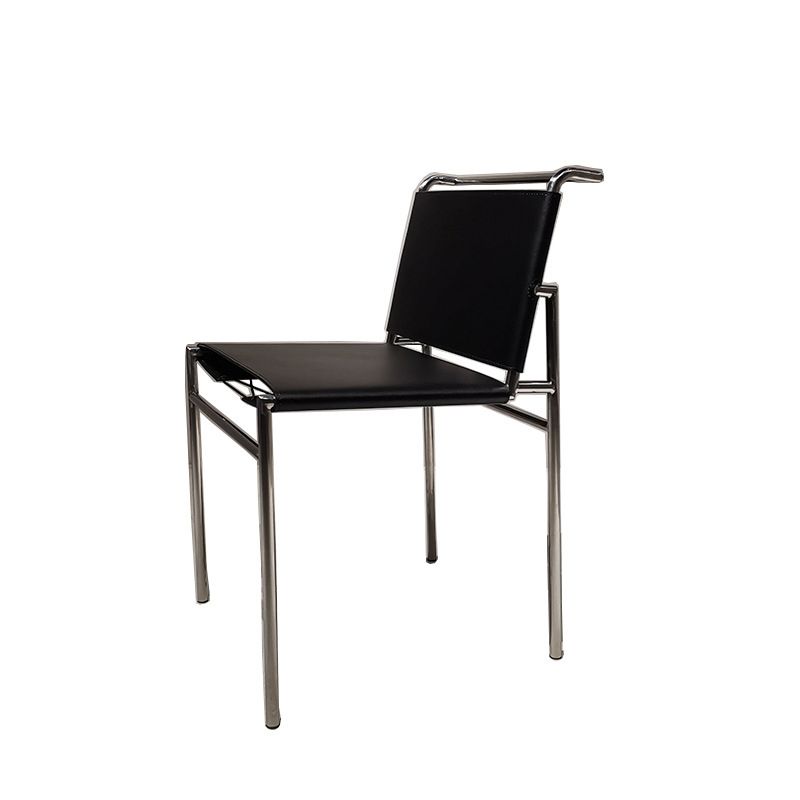 Faux Leather Dining Chairs Industrial Side Chair with Metal Legs