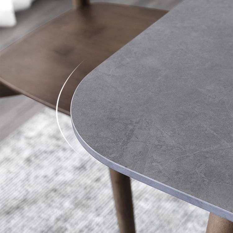 Stone Top Dining Table Mid-Century Modern Dining Table with 4 Brown Legs Clearhalo 'Dining Tables & Seating' 'Dining Tables' 'dining_table' 'Furniture' 'furniture_dining_table' 'Kitchen & Dining Furniture' 'kitchen' 'kitchen_dining_table' 1200x1200_0e8ce9dc-49d2-4ee7-b891-a9b3ef84a3c1