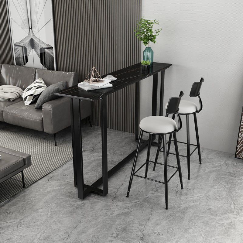 Modern Rectangle Hall/Pub Table Stone Bistro Bar Height Cocktail Table Clearhalo 'Bar Furniture' 'Bar Tables' 'bar_tables' 'furn' 'furn_bar_tables' 'Furniture' 'furniture_bar_tables' 'Kitchen & Dining Furniture' 1200x1200_0e8d2d3f-464c-4e23-b37a-ccc24c6e9614