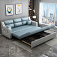 Blue Convertible Sofa Bed Sewn Pillow Back Sofa with Storage