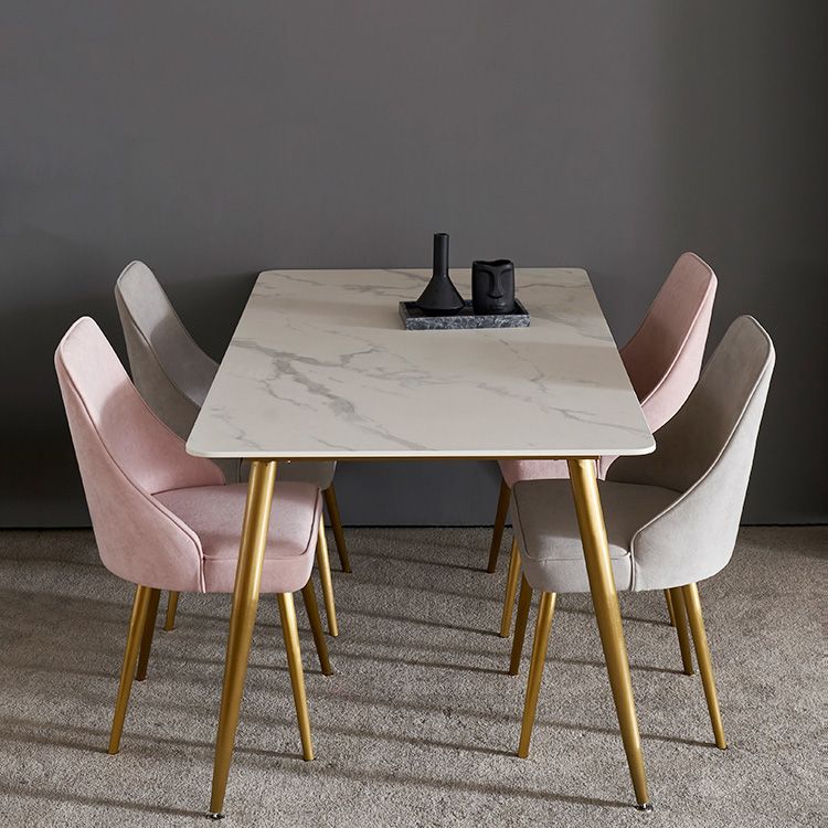 Traditional Luxury Rectangle Dining Table White Sintered Stone Table with 4 Gold Legs Clearhalo ' dining_table' 'Dining Tables & Seating' 'Dining Tables' 'furn' 'furn_dining_table' 'Furniture' 'furniture_dining_table' 'Kitchen & Dining Furniture' 'kitchen&dining_furn' 'kitchen' 'kitchen_dining_table' 1200x1200_0e8ff0d7-c344-4129-b8e1-08e046106772