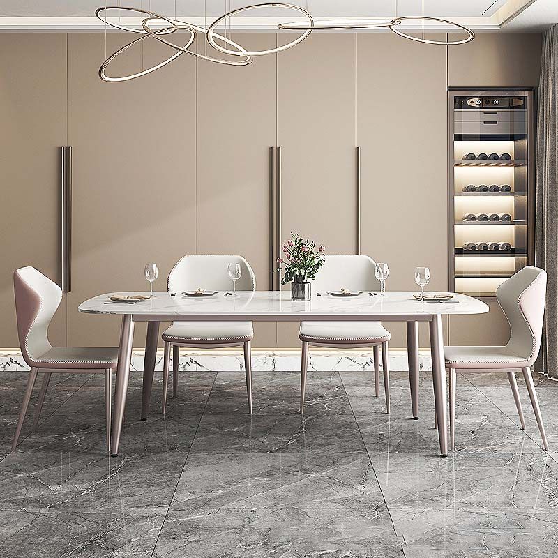 Glam Style Dining Sintered Stone Table Dining Rectangle Table for Home Use Clearhalo 'Dining Tables & Seating' 'Dining Tables' 'dining_table' 'furn' 'furn_dining_table' 'Furniture' 'Kitchen & Dining Furniture' 1200x1200_0e91e90c-03c0-430c-b79f-550a29b2a180