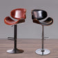 Contemporary Metal Barstool Low Back Faux Leather Footrest Furniture