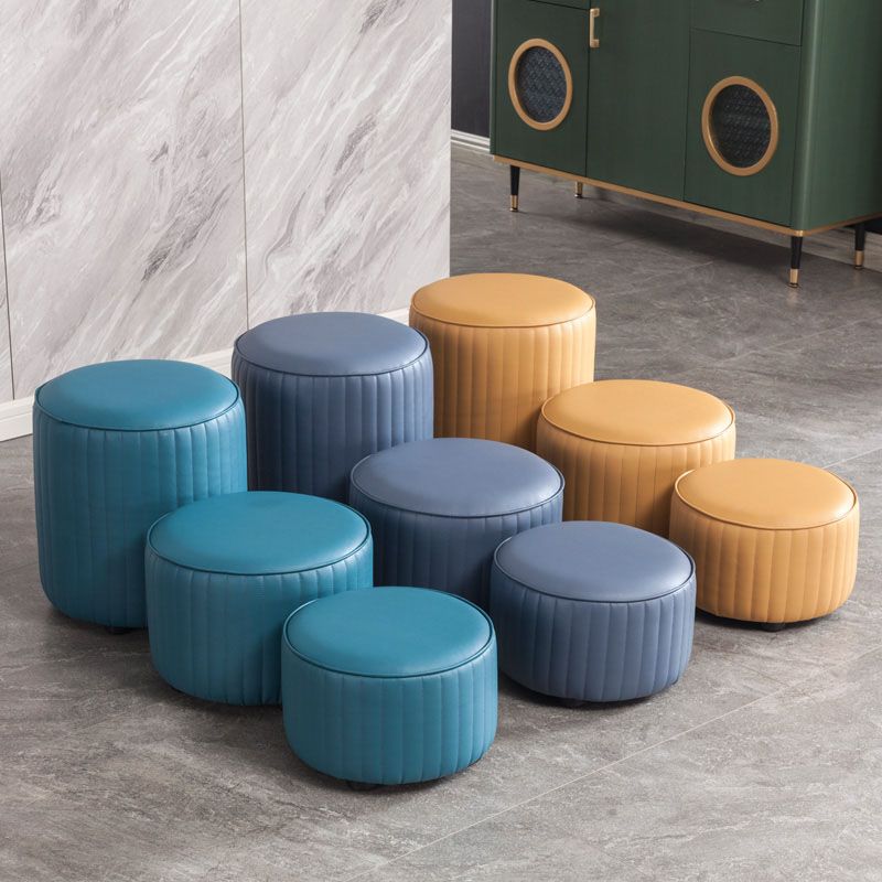 Leather Standard Stool Modern Style Simple Household Round Footstool Clearhalo 'furn' 'furn_ottomans_poufs' 'Furniture' 'Living Room Furniture' 'Ottomans & Poufs' 'ottomans_poufs' 1200x1200_0e925e3b-9aa3-436e-98b3-68ef02e642b9
