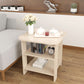 Transitional Square Wood End Table 4 Legs Sofa Side Table with Shelves