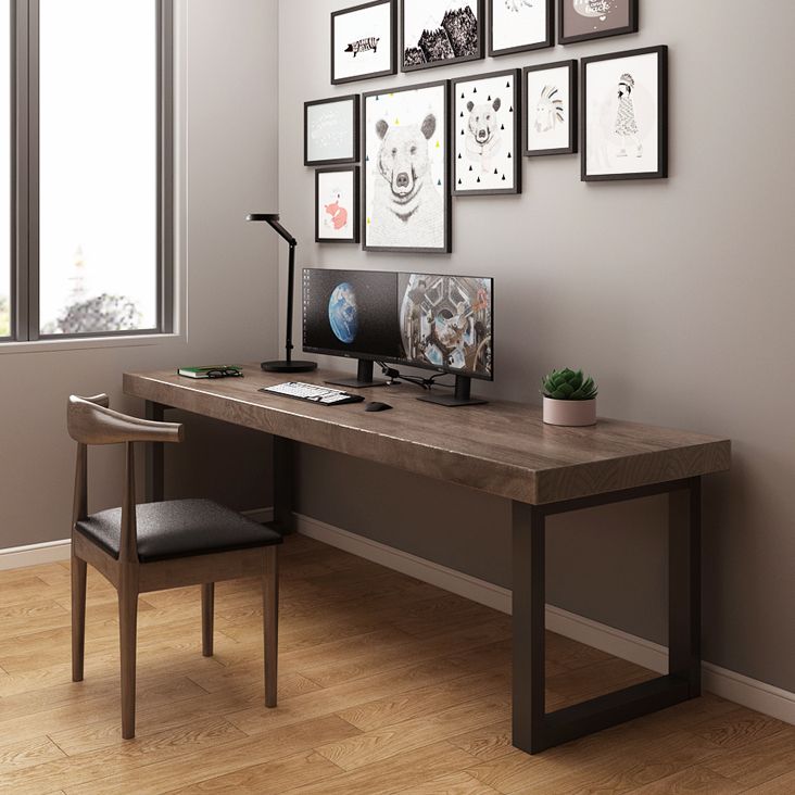 Rectangular Home Office Writing Desk Contemporary Solid Wood Office Desk Clearhalo 'furn' 'furn_office_desk' 'Furniture' 'Office Desks' 'Office Furniture' 'office_desk' 1200x1200_0e9520f3-fea7-47c3-a50f-33d4c3d3bfcc