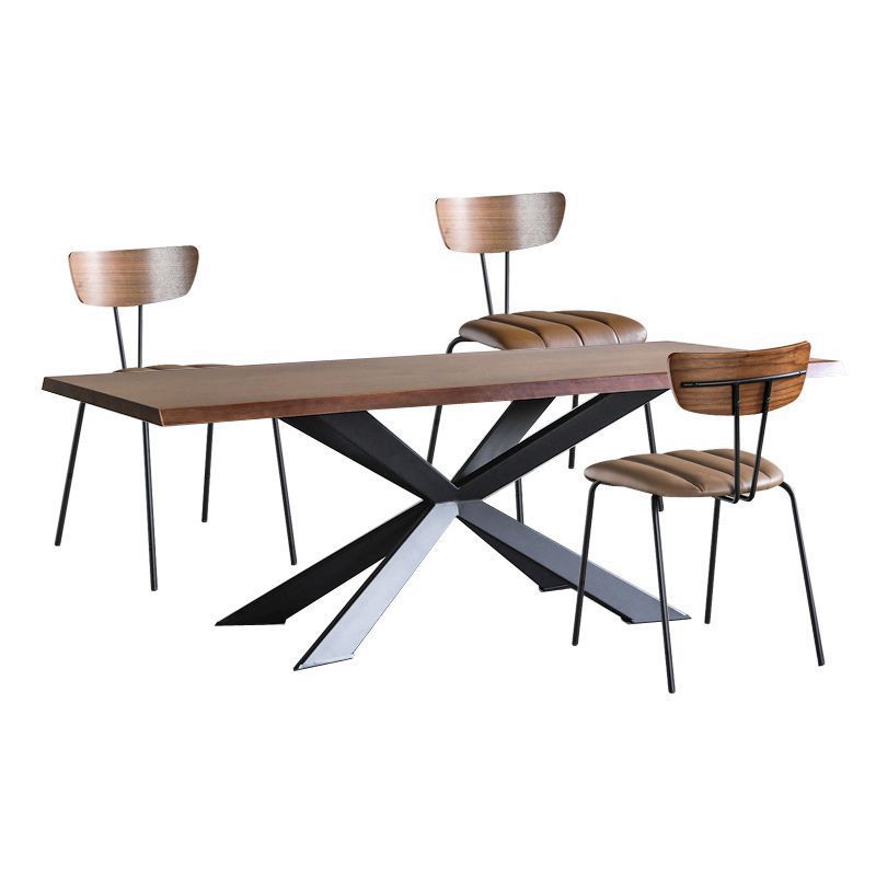 Rectangle Black Base Dining Table Industrial Wood Table for Dining Room