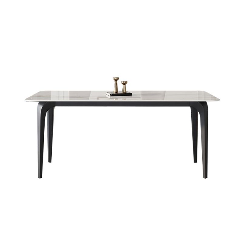 Rectangle 4 Legs Mid-Century Table White Tone Fixed Table of Sintered Stone Clearhalo ' dining_table' 'Dining Tables & Seating' 'Dining Tables' 'furn' 'furn_dining_table' 'Furniture' 'furniture_dining_table' 'Kitchen & Dining Furniture' 'kitchen&dining_furn' 'kitchen' 'kitchen_dining_table' 1200x1200_0e95c934-55cd-43cb-8379-e14e3c287c88