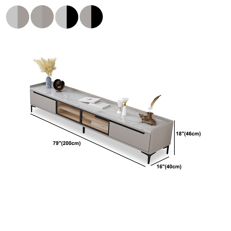 Gabinete de televisión de almacenamiento de TV de piedra estilo glam.