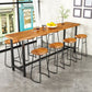 Brown Rectangle Bar Dining Table Contemporary Bar Table with Black Trestle Base
