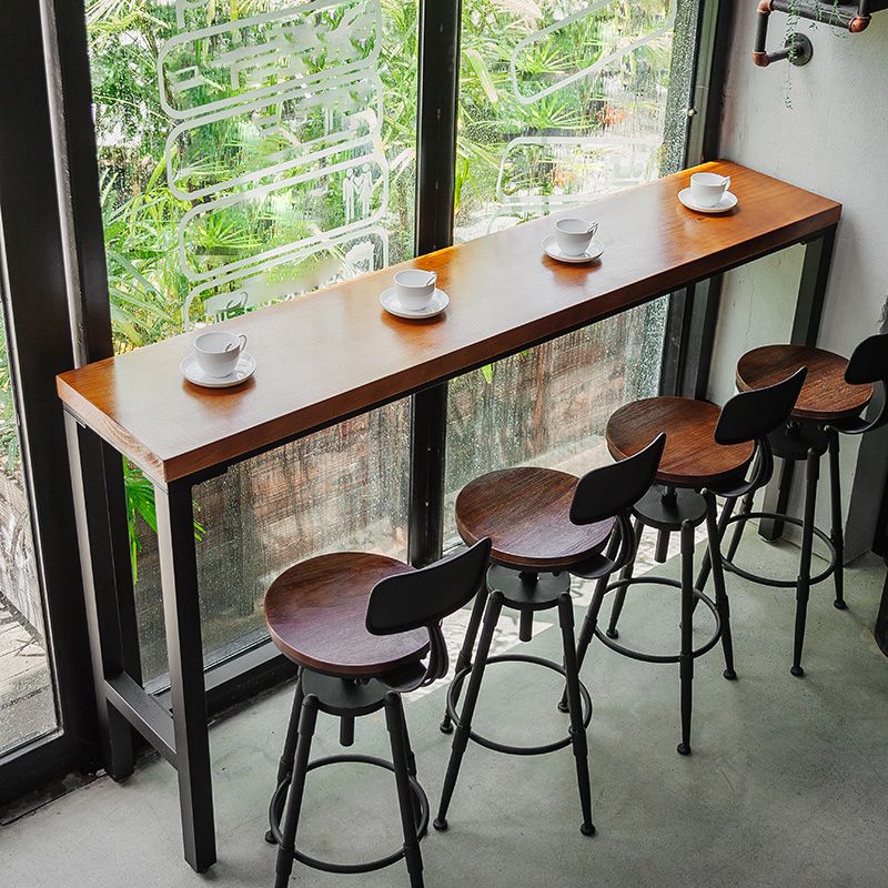 Coffee Shop Hall/Pub Table Industrial Rectangle Footrest Bar Height Table in Natural Clearhalo 'Bar Furniture' 'Bar Tables' 'bar_tables' 'furn' 'furn_bar_tables' 'Furniture' 'Kitchen & Dining Furniture' 1200x1200_0e9b9f48-9415-4ccf-8ff2-7ea3bec544b7