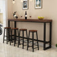 Contemporary Solid Wood Bar Dining Table Rectangle Bar Table in Brown