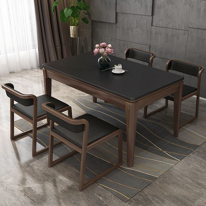 Rectangle Stone Top Dining Table Solid Wood 4 Legs Dining Table for Dining Room Clearhalo 'Dining Tables & Seating' 'Dining Tables' 'dining_table' 'furn' 'furn_dining_table' 'Furniture' 'Kitchen & Dining Furniture' 1200x1200_0e9de3a1-527c-4fe2-95da-9822d57a2396
