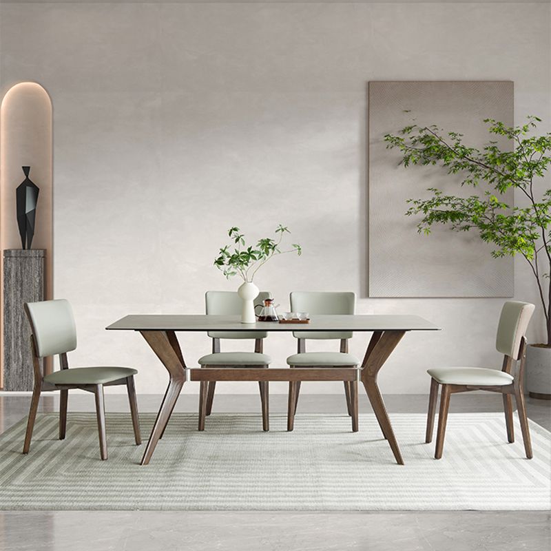Medieval Modern Sintered Stone Top Dining Table Rectangle Kitchen Table with 4 Legs Clearhalo 'Dining Tables & Seating' 'Dining Tables' 'dining_table' 'furn' 'furn_dining_table' 'Furniture' 'furniture_dining_table' 'Kitchen & Dining Furniture' 'kitchen' 'kitchen_dining_table' 1200x1200_0e9ef89a-2072-4ef4-b730-b6865a5d0764