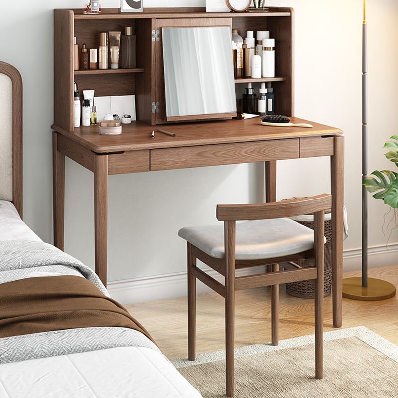 鏡付きの伝統的な虚栄心、スツールと鏡のある48 "の高さの虚栄心セット