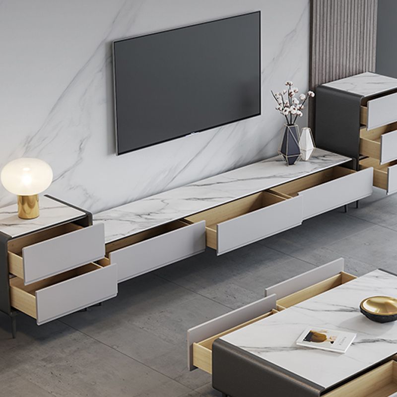 Modern Stone TV Media Stand 16" W Enclosed Storage TV Stand Console with Drawers Clearhalo 'furn' 'furn_tv_stands_entertainment_centers' 'Furniture' 'Living Room Furniture' 'TV Stands & Entertainment Centers' 'TV Stands & Media Storage Furniture' 'tv_stands_entertainment_centers' 1200x1200_0ea00013-1028-4f24-be7a-64f9a934c83c