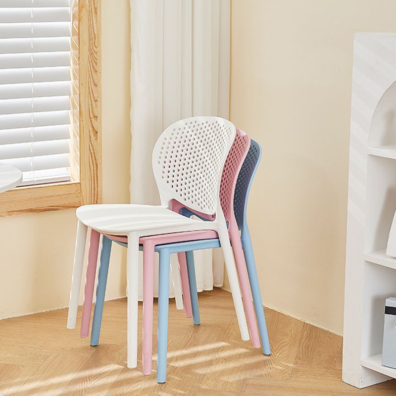 Moderne open achterzijde stoel plastic armloze eetkamerstoel voor restaurant