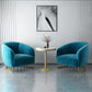 Velvet Barrel Accent Chair 29.52 "Laissez les bras de large inclus chaise avec des jambes en fer doré