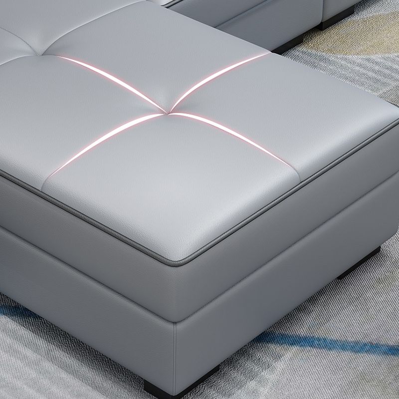 Contemporary Stain-resistant Sectional L-shape Sqaure Arm Sectional in Grey Clearhalo 'furn' 'furn_sectionals' 'Furniture' 'Living Room Furniture' 'Sectionals' 1200x1200_0ea37bab-6c32-4d31-a8fd-9be6a5e4c47f