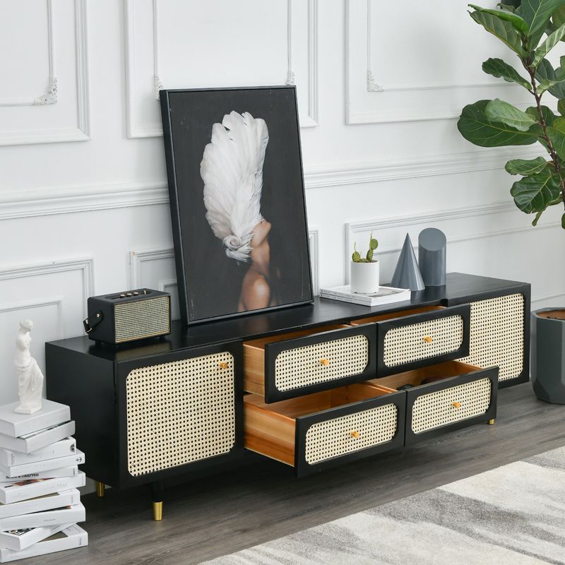 Console traditionnelle de stand de télévision noire