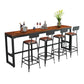Pine Wood Bar Dining Table Industrial Rectangle Bar Table with Trestle for Living Room