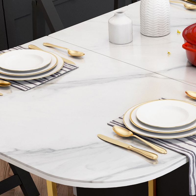 Rectangle Mid-Century Modern Dining Table Metal Base Table for Dining Room,59"L x 31.5"L x 29.3"H Clearhalo ' dining_table' 'Dining Tables & Seating' 'Dining Tables' 'furn' 'furn_dining_table' 'Furniture' 'furniture_dining_table' 'Kitchen & Dining Furniture' 'kitchen&dining_furn' 'kitchen' 'kitchen_dining_table' 1200x1200_0eab0b24-4757-4d04-a7a2-b1a0097b5ab9