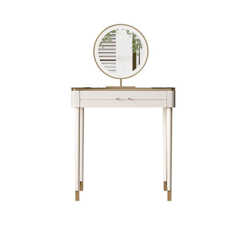 White Make-up Vanity Glass Top Makeup Vanity Desk Table with Drawer