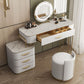 Glam Wood Vanity Dressing Table Slate Top Makeup Vanity Set with Drawers