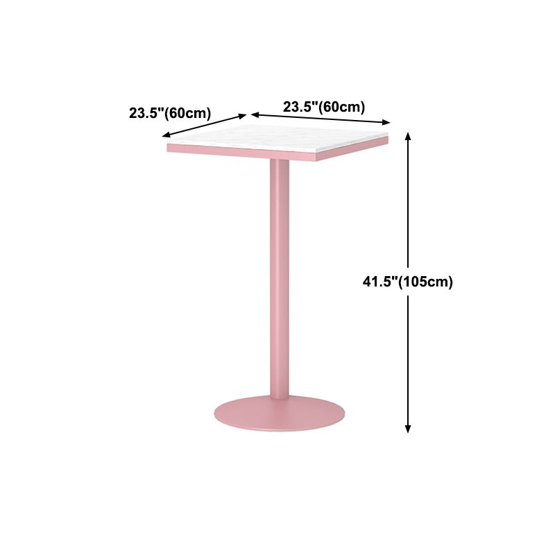 Industrial Metal Pink Bar Table Marble White 23.6"W Top Bistro Table for Cafe Clearhalo 'Bar Furniture' 'Bar Tables' 'bar_tables' 'furn' 'furn_bar_tables' 'Furniture' 'furniture_bar_tables' 'Kitchen & Dining Furniture' 'kitchen&dining_furn' 'kitchen' 1200x1200_0eae0c18-9e0e-42db-aee0-11d10055155f