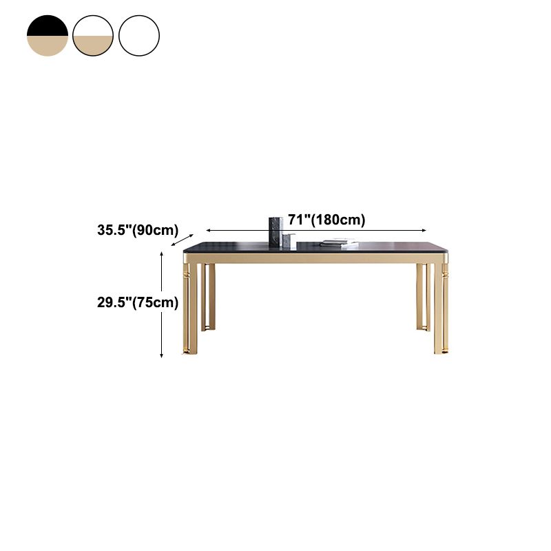 Glam Sintered Stone Home Table Gold Rectangle Dining Table with 4 Legs Clearhalo 'Dining Tables & Seating' 'Dining Tables' 'dining_table' 'furn' 'furn_dining_table' 'Furniture' 'furniture_dining_table' 'Kitchen & Dining Furniture' 'kitchen' 'kitchen_dining_table' 1200x1200_0eae39db-ddc6-44fd-86fb-dde3779c9977