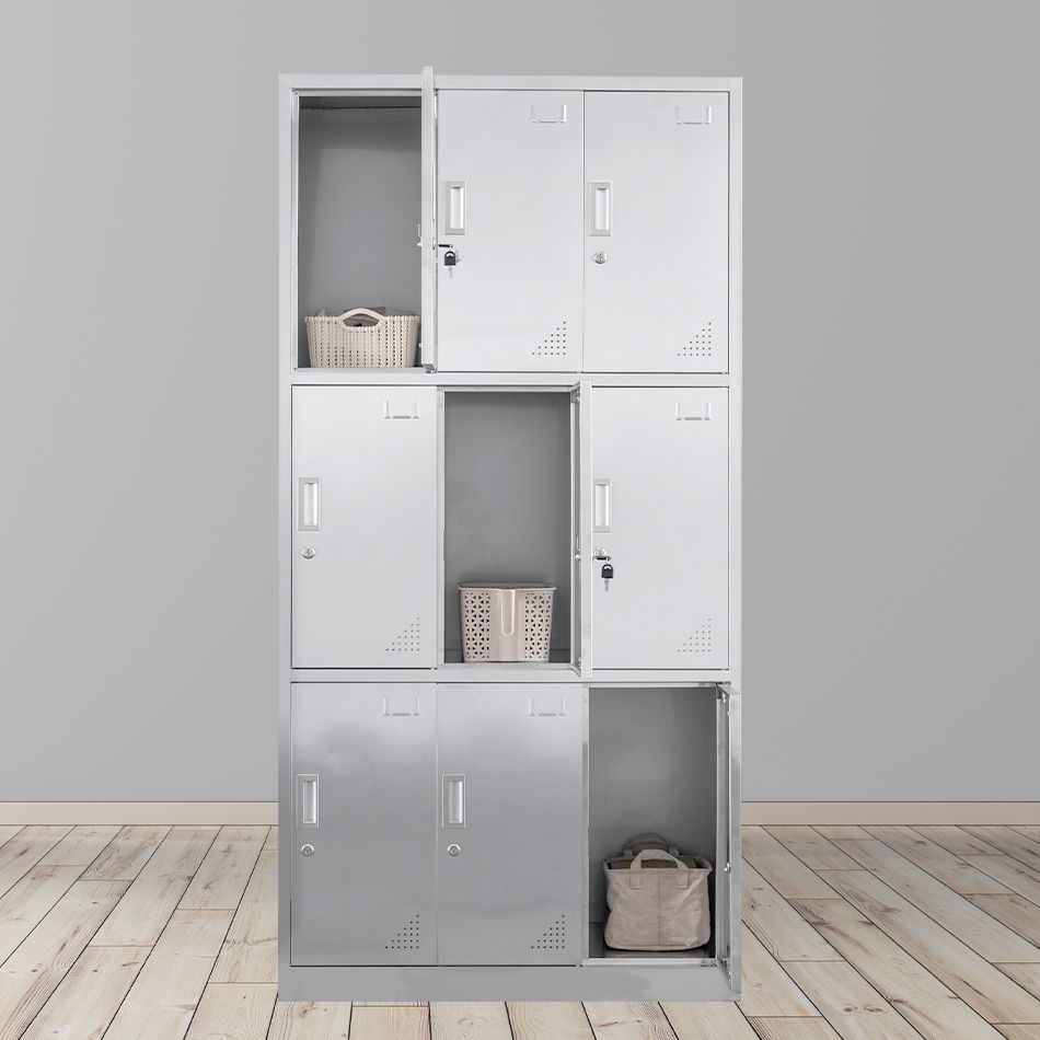 Armoire intérieure en acier contemporain armoire de rangement en argent avec portes à charnière