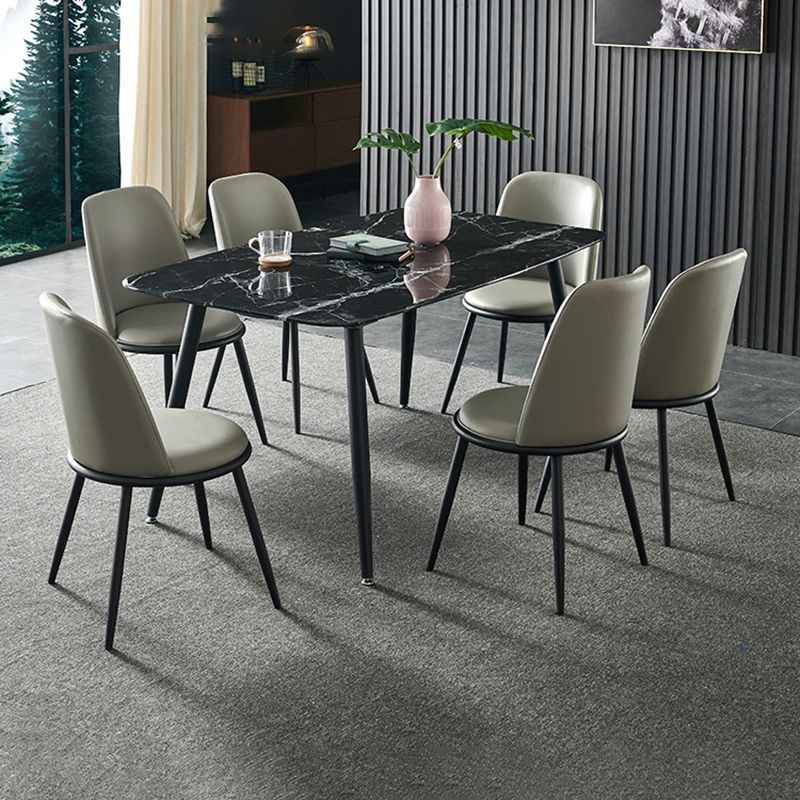 Ensemble de table à manger avec pieds en pierre, rectangle d'intérieur, 1/4/5/7 pièces