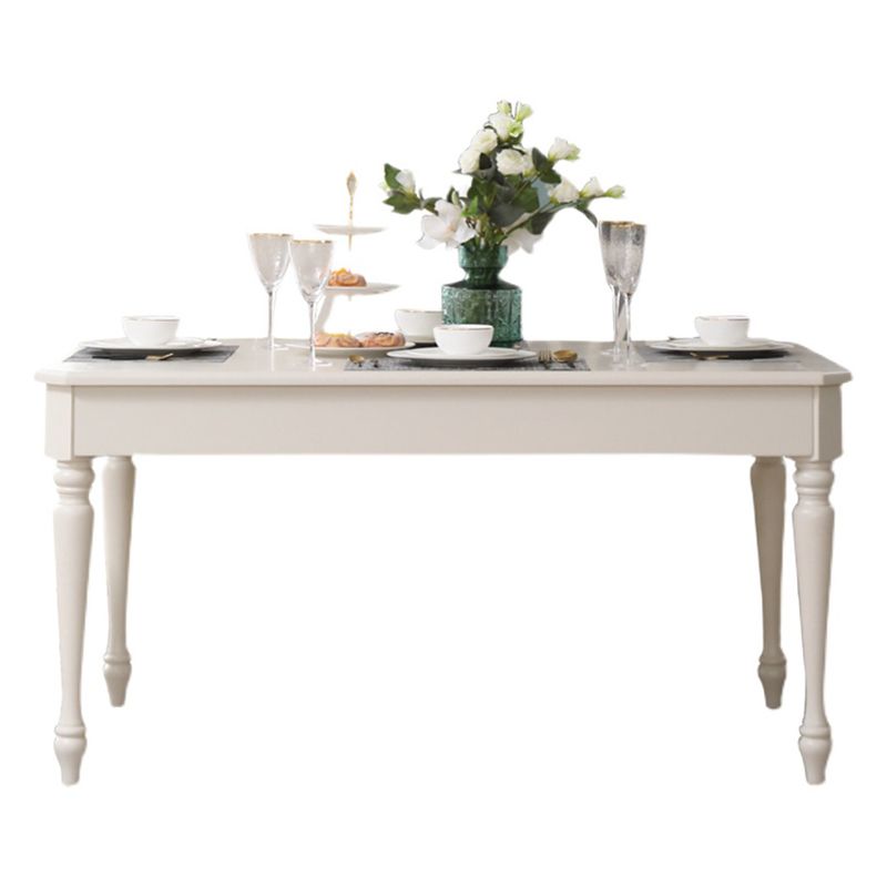 Rectangle 4 Legs Mid-Century Dining Table White Tone Fixed Table of Solid Wood Clearhalo ' dining_table' 'Dining Tables & Seating' 'Dining Tables' 'furn' 'furn_dining_table' 'Furniture' 'furniture_dining_table' 'Kitchen & Dining Furniture' 'kitchen&dining_furn' 'kitchen' 'kitchen_dining_table' 1200x1200_0eb252d6-0e16-4ce3-b1e0-6cd01475b3bd