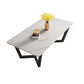 Glam Style Rectangular Slate Table with Trestle Shaped Base Design Coffee Table