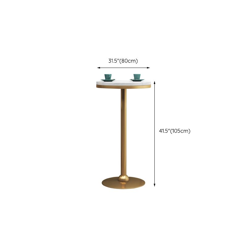 Gold Base Bar Table White Stone Fixed Pub Height Dining Table Clearhalo 'Bar Furniture' 'Bar Tables' 'bar_tables' 'furn' 'furn_bar_tables' 'Furniture' 'Kitchen & Dining Furniture' 1200x1200_0eb67ba6-cf7f-472c-a7e0-6d296e191418