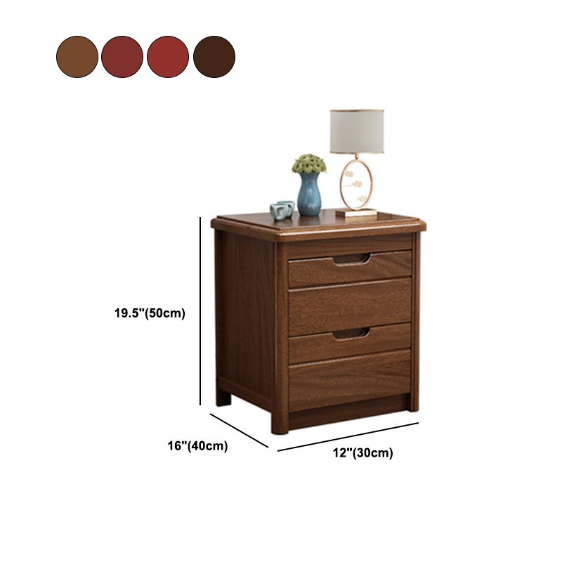Solid Wood Bedside Table 20" Tall 2-Drawer Night Table in Walnut