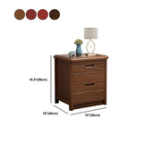Solid Wood Bedside Table 20" Tall 2-Drawer Night Table in Walnut