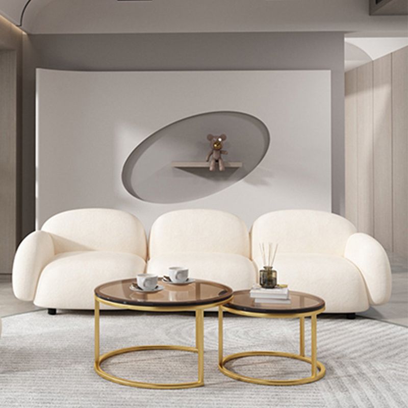 Square Arm Wool Sofa Modern Style 1/2/3-Seater Sofa in White