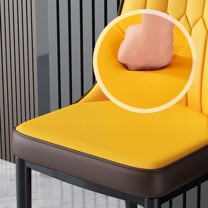 Glam Style Parsons Side Chair Faux Leather Indoor Dining Chair Clearhalo 'Dining Chairs' 'Dining Tables & Seating' 'dining_chair' 'furn' 'furn_dining_chair' 'Furniture' 'furniture_dining_chair' 'Kitchen & Dining Furniture' 1200x1200_0eb93f67-0fe6-43cf-92f2-f16028f2cb2f