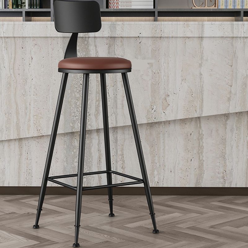 Modern Backrest Armless Counter Stool Iron Bar Stool with Leather Cushion for Dining Room Clearhalo 'Bar Furniture' 'Bar Stools' 'bar_stools' 'furn' 'furn_bar_stools' 'Furniture' 'Kitchen & Dining Furniture' 1200x1200_0eba6f88-295f-4e3a-9895-fc1840d05aee