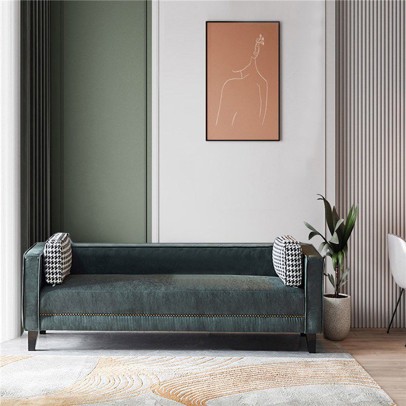 Hedendaagse donkergroene bank Tuxedo Arm Faux Leather Lederen Room Band
