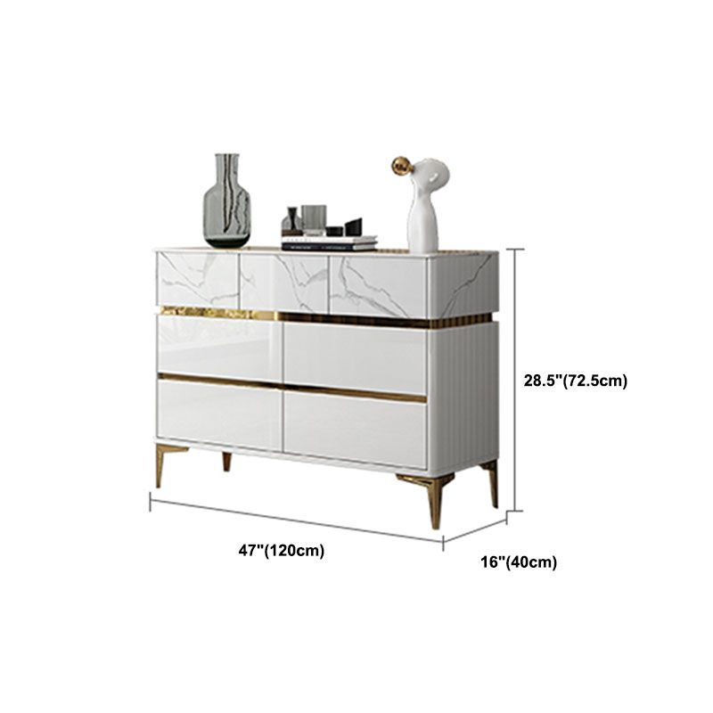 Cómoda de dormitorio Glam Stone, cómoda de almacenamiento de 16" de ancho en blanco con cajones