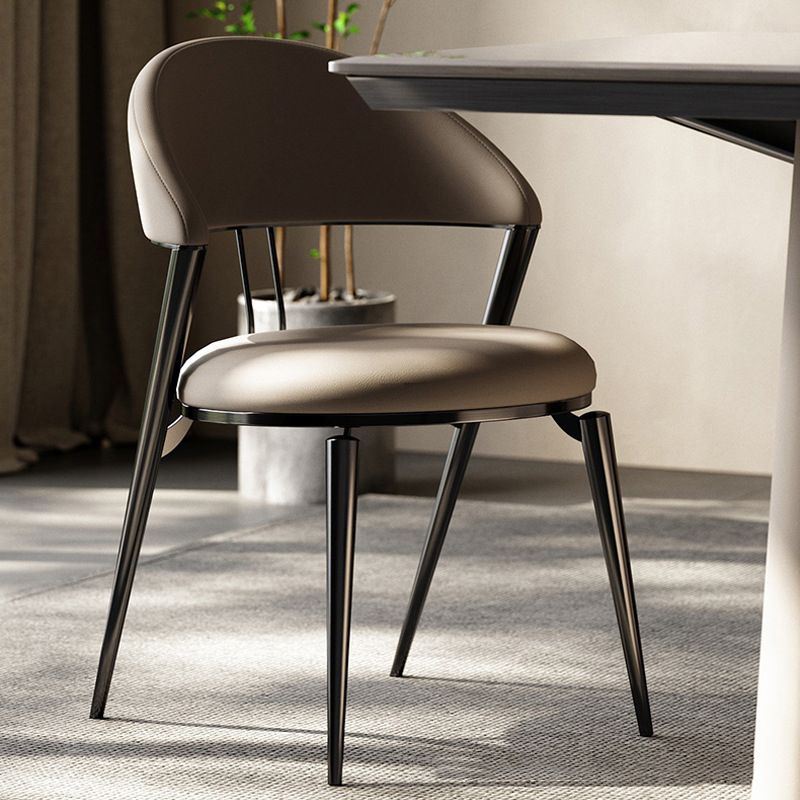 Dining Room Upholstered Chair Leather Open Back Armless Chair Clearhalo 'Dining Chairs' 'Dining Tables & Seating' 'dining_chair' 'furn' 'furn_dining_chair' 'Furniture' 'Kitchen & Dining Furniture' 1200x1200_0ebdb96c-9d26-4ae3-8ecd-1a6bcfc2a4bb