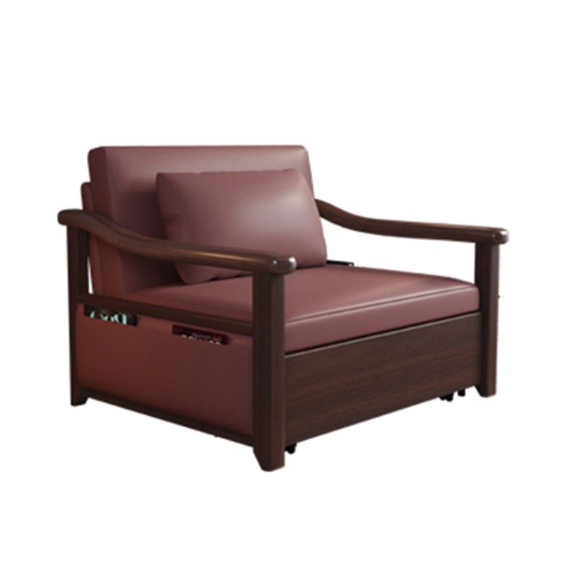 Canapé-lit en caoutchouc avec boîte de canapé de bras incliné en faux cuir en cuir en cuir