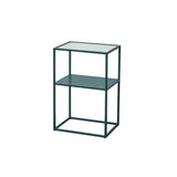 23.6" Tall Ironcraft Frame End Table Glass Rectangular Top Side Table with Shelf